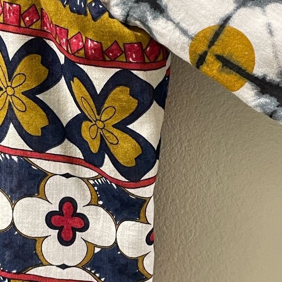 SOLITAIRE Boho Tie Dye Abstract Contrast Fabric Long Bubble Sleeve - XL - Picture 7 of 13